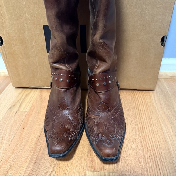 MIA Rockstar Brown Leather Cowboy Western Boots 10 - Picture 5 of 6